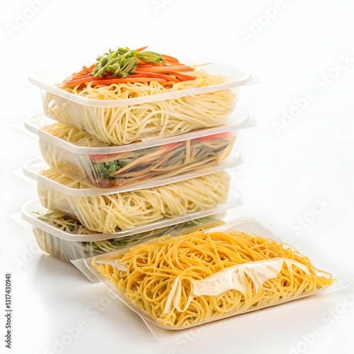 Tasty take out poke bowls isolated on white background