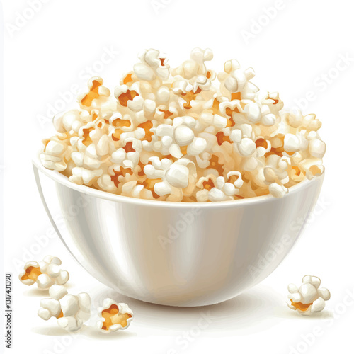 illustration, food, vector, design, pop, icon, snack, tasty, film, cinema, bag, corn, popcorn, movie, container, bucket, striped, paper, meal, kernel, entertainment, delicious, element, white, full, l