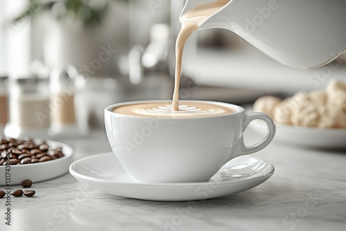 Obraz na płótnie White Cup Of Coffee With Latte Art w salonie