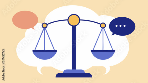 Scales of Decision A set of scales with various thought bubbles on each side showcasing the imbalance and stress of weighing too many options before making a choice.