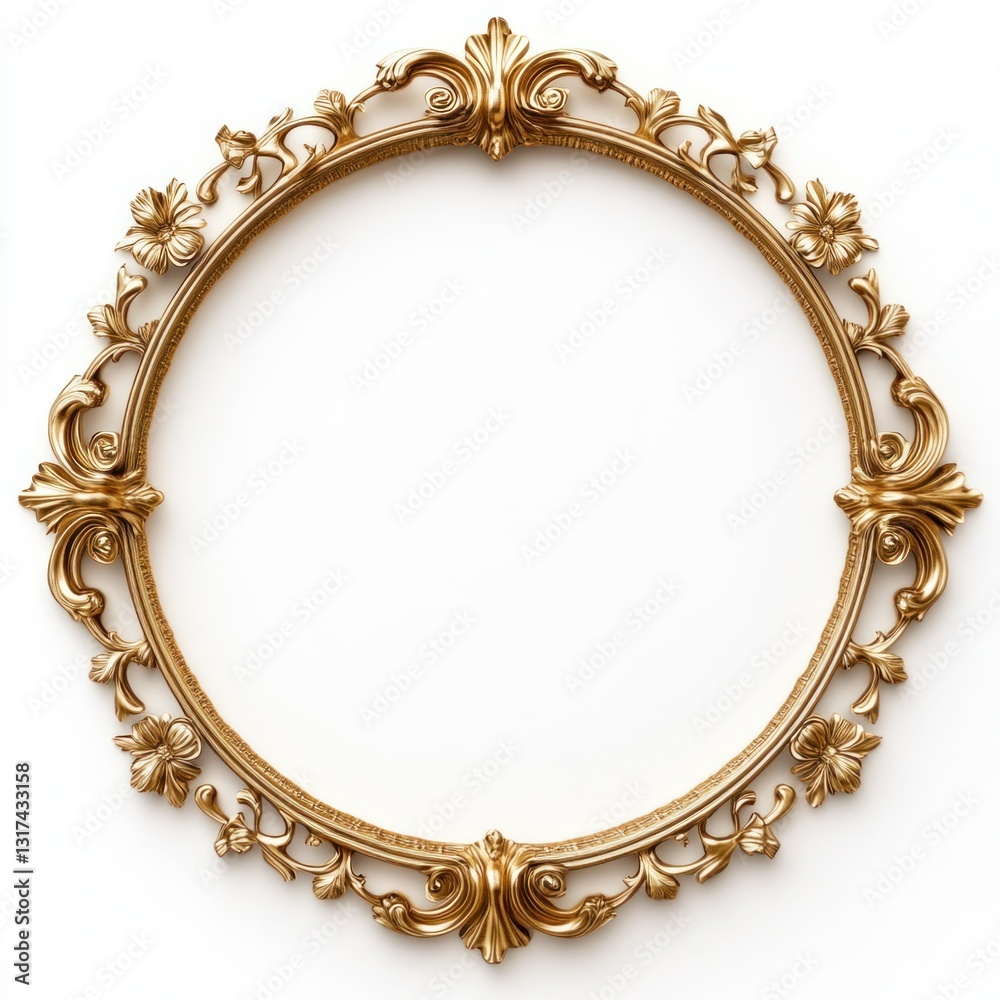 Ornate gold circular frame isolated on white. (4) Ornate gold circular frame isolated on white. (4)