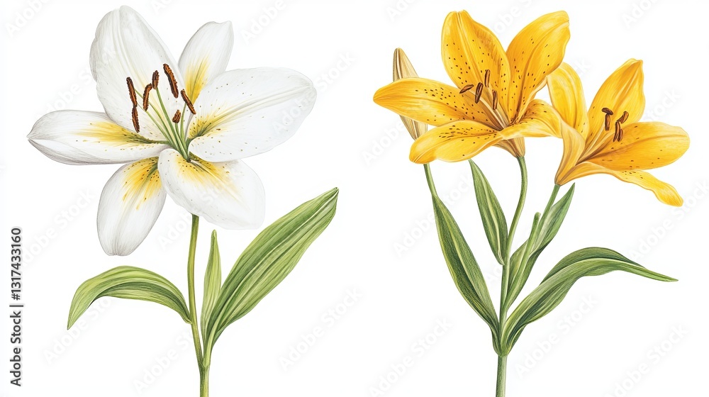Obraz premium Whiteyellow lily isolated