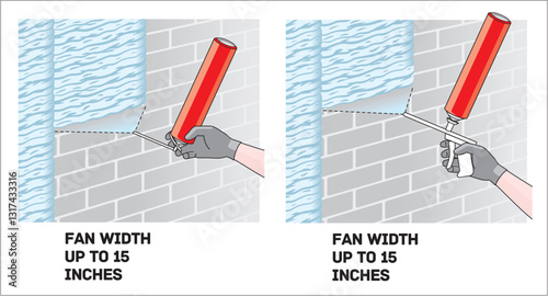 Instructions for using a foam spray for insulation with different nozzles