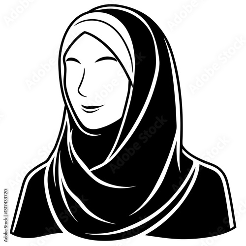Muslim Woman Silhouette Vectors In White Background