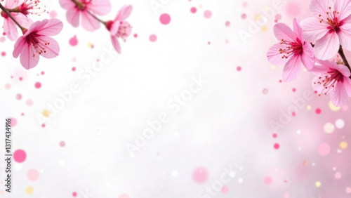Spring blossom background. Abstract blurred pink background with sacura flower.Spring flowers. Beautiful Orchard. Springtime. Mockup, copyspace