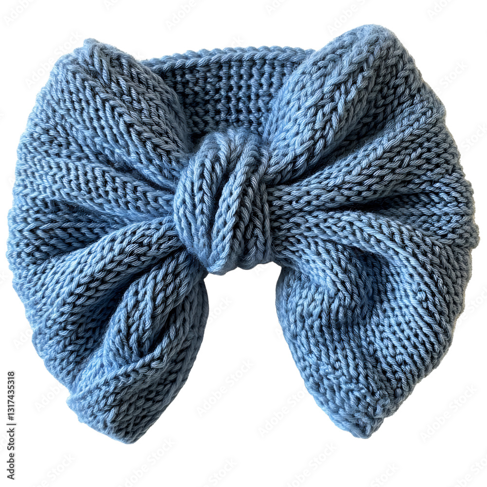 Knit Headband with Blue Bow Isolated on Transparent Background Knit Headband with Blue Bow Isolated on Transparent Background