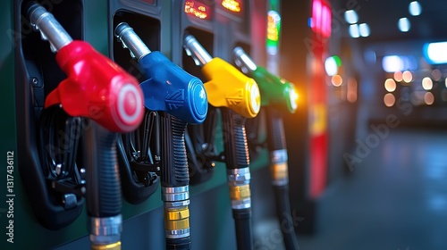 gas nozzle at gas station, fuel concept 
