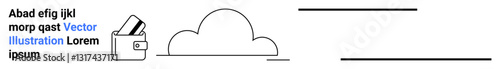 Wallet containing credit cards next to a cloud icon, representing financial security, digital storage, online banking, and data management. Ideal for finance, security, digital economy, banking data
