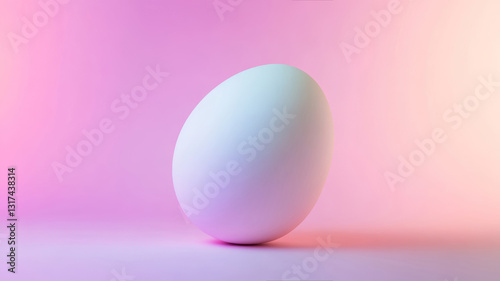 Pastel gradient Easter egg on pink and blue background