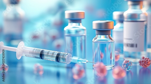 medical vials and a syringe, symbolizing vaccines or injectable medicines