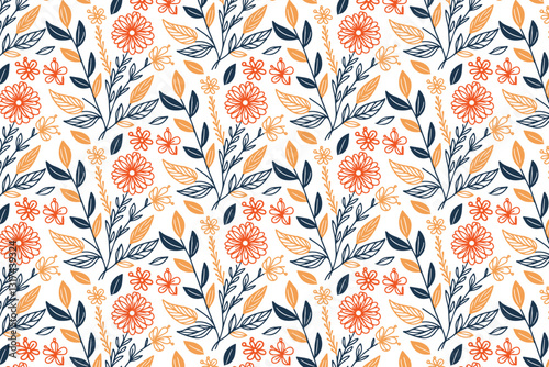 hand drawn seamless flower sketch pattern with decorative line art florals for trendy fashion print and wallpaper
