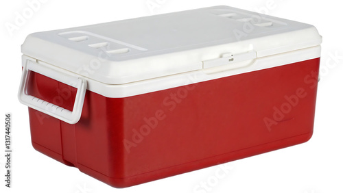Fotografía Red Rectangular Cooler with White Lid