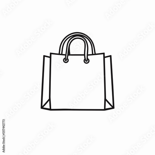 Eco-friendly tote bag icon, minimalist design, black and white theme