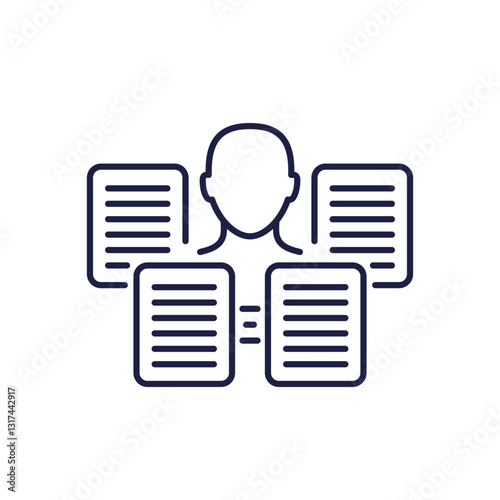 Bureaucracy and documents icon, line vector