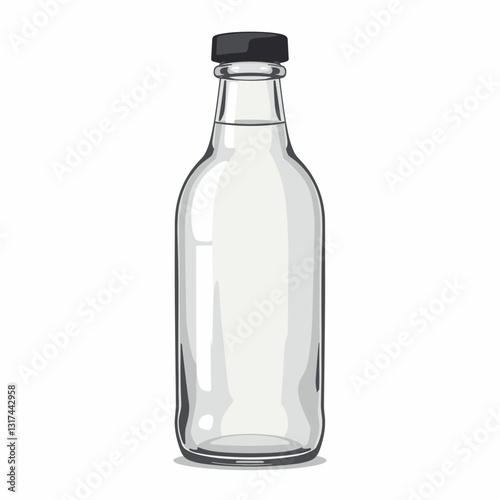 Wallpaper Mural Clear glass bottle with black cap on white background, minimalist design Torontodigital.ca