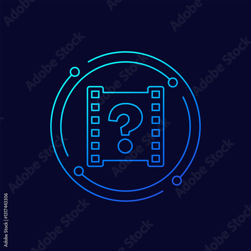 explainer video icon with question, linear design