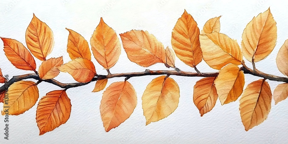 Obraz premium Autumn branch with orange leaves