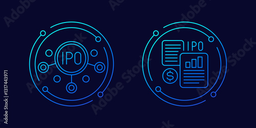 IPO icons, Initial public offering linear design