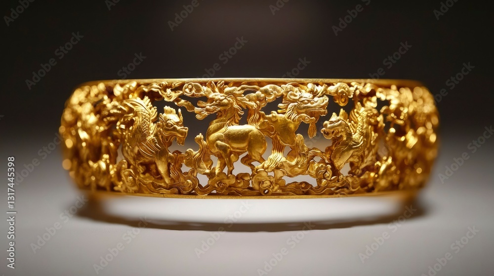 Gold Bracelet, Intricate Design, Museum Display Gold Bracelet, Intricate Design, Museum Display