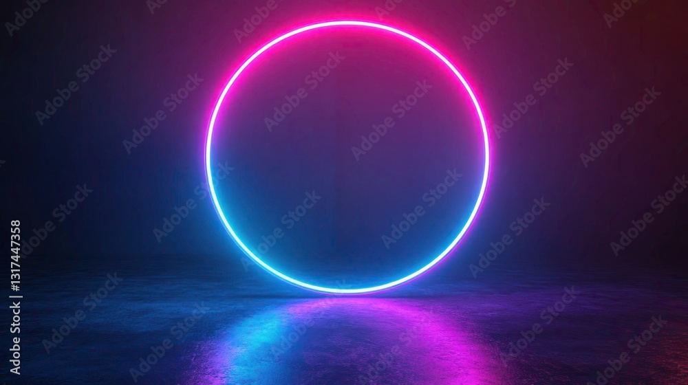 Abstract Glowing Circle Frame with Vibrant Neon Colors on Dark Background Abstract Glowing Circle Frame with Vibrant Neon Colors on Dark Background
