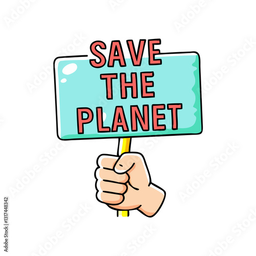 Hand holding “Save the Planet” sign