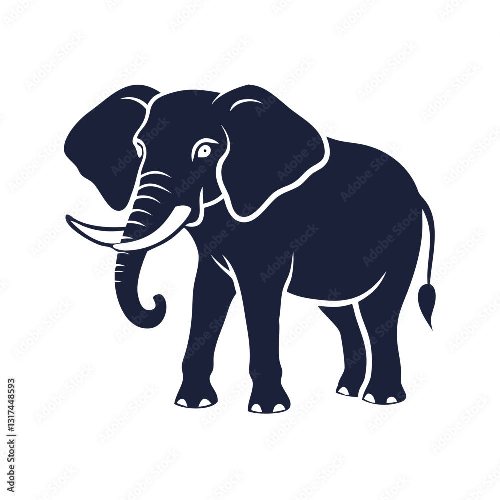 Obraz premium Black and white elephant illustration with details