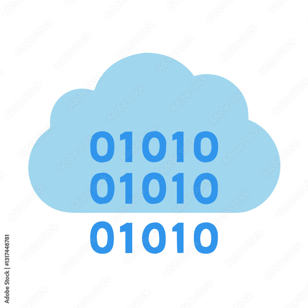 Cloud with binary code symbolizing data storage Cloud with binary code symbolizing data storage