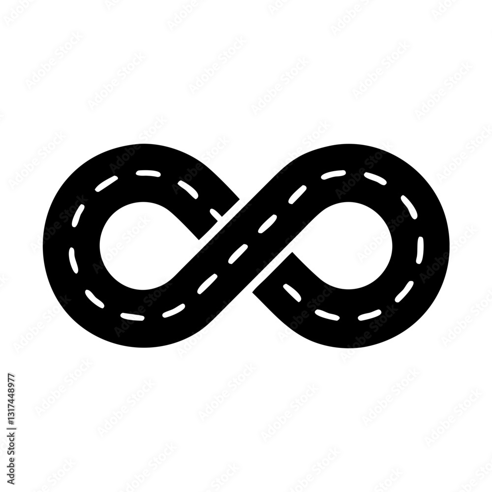 Bold infinity symbol with road-like design Bold infinity symbol with road-like design