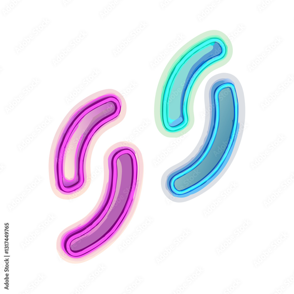 Neon curved shapes in blue and purple Neon curved shapes in blue and purple