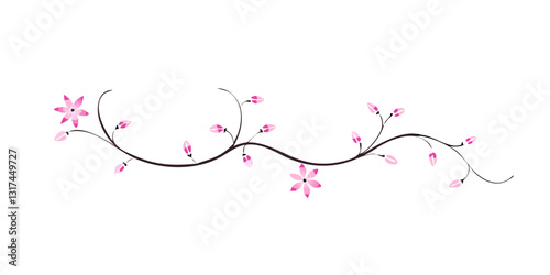 Delicate floral vine with small pink flowers