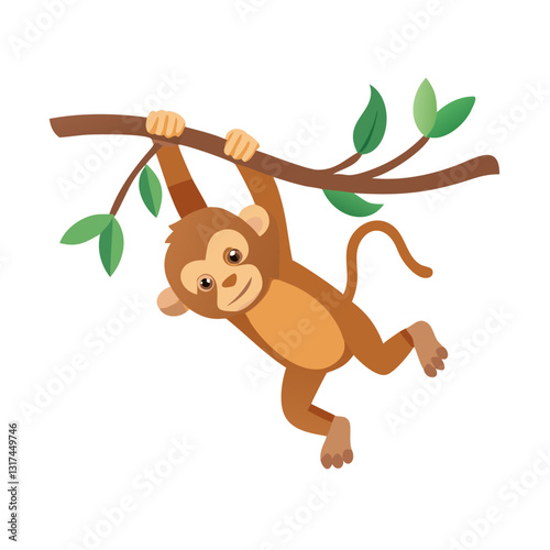 Monkey hanging from a tree branch