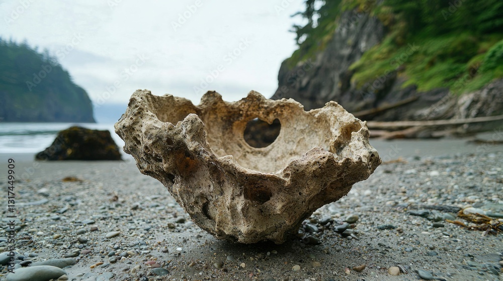 Obraz premium Coastal rock formation, cloudy day