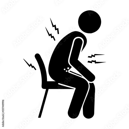 Sitting person with lower back pain