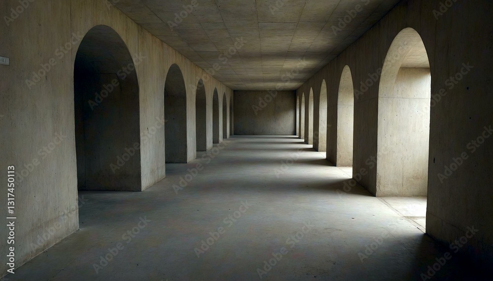 Obraz premium Linear Corridor with Arched Openings