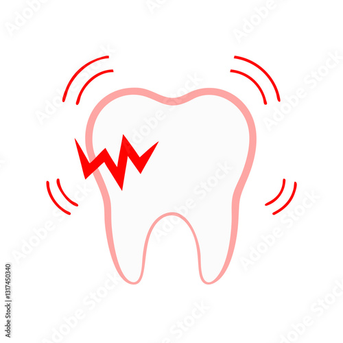 Toothache illustration with pain waves