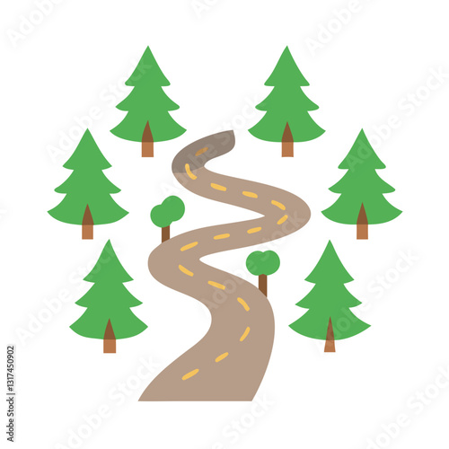 Winding road through a forest landscape
