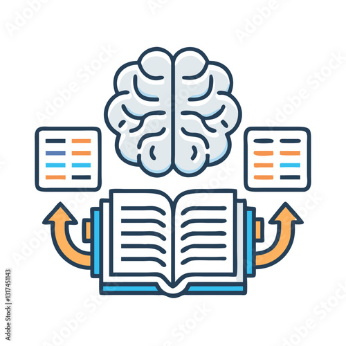 Brain with open book symbolizing education