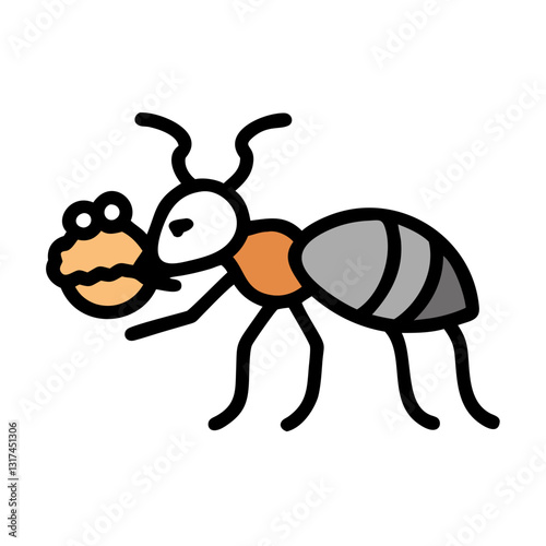 Cartoon ant carrying food
