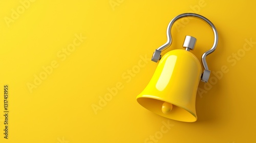 Bright Yellow Bell on Plain Yellow Background for Eye-Catching Design