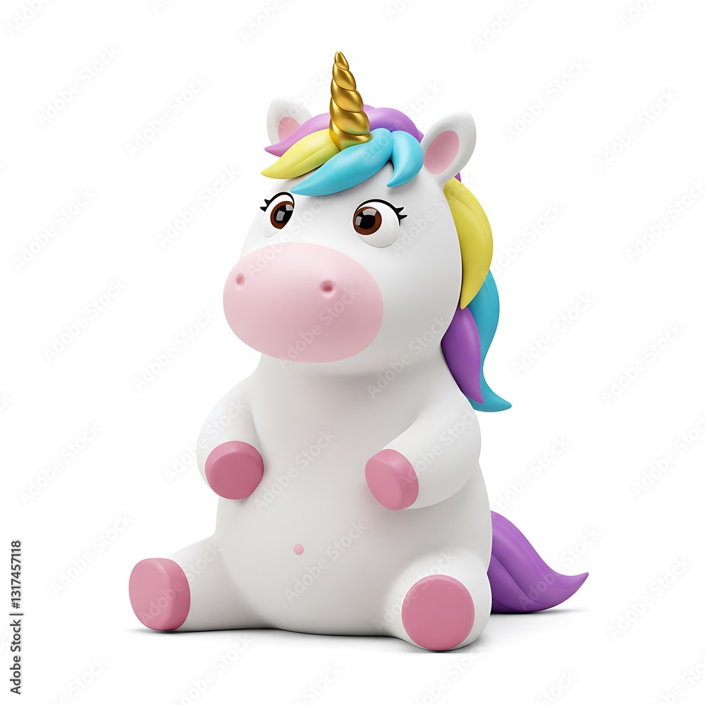Adorable Rainbow Unicorn: A Charming 3D Render Adorable Rainbow Unicorn: A Charming 3D Render