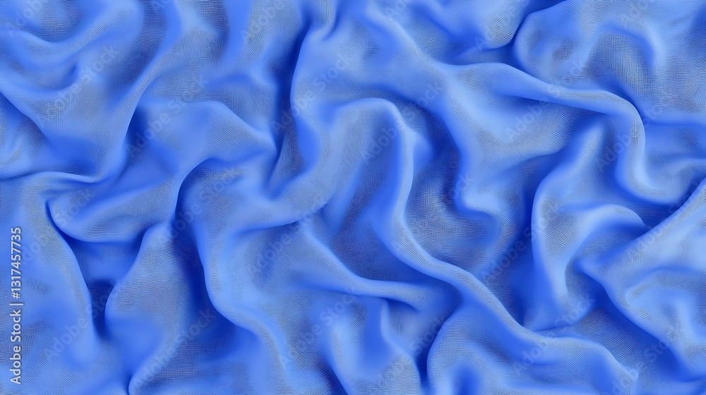 Obraz premium Blue fabric texture with waves and folds.