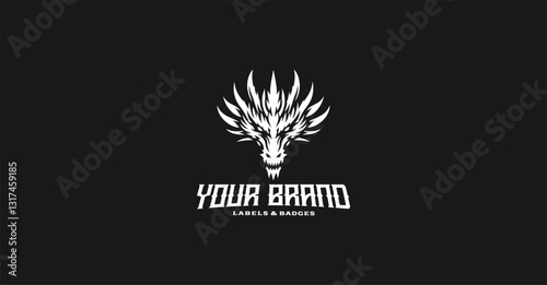 Angry dragon head illustration