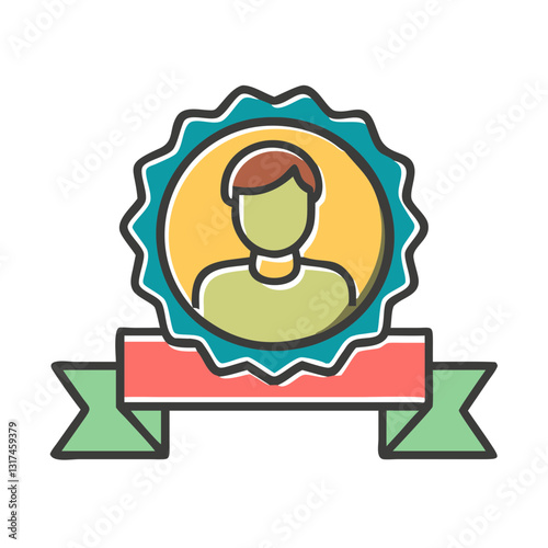 Freelance icon showcasing badge with profile, recognition concept