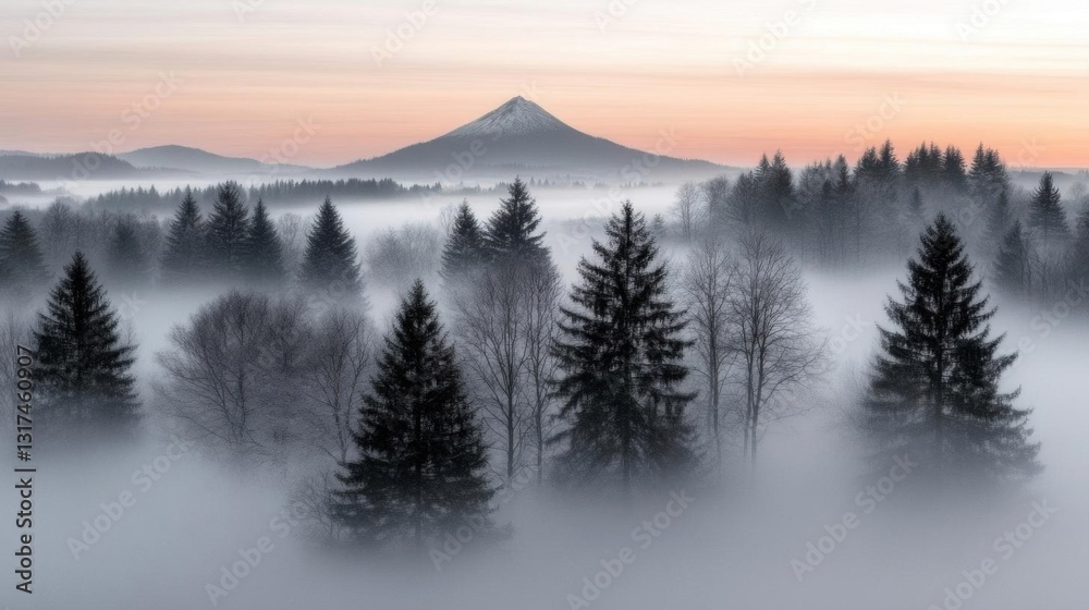 Obraz premium Misty Mountain Sunrise
