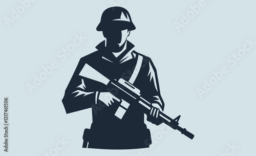 Soldier silhouette holding rifle vector illustration