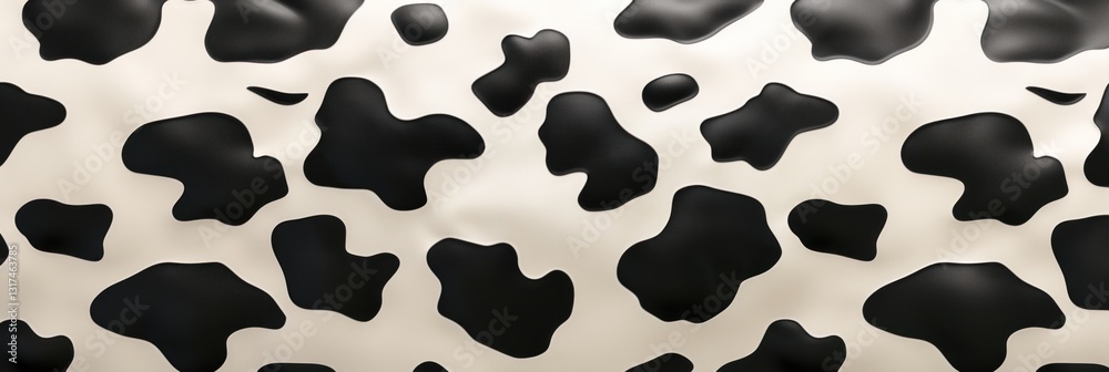 Fototapeta premium Black and White Cow Skin Texture. Cow Skin Texture. Close-Up of Cow Skin. Cowhide Texture. Pattern of Cow Skin. Detailed Cow Skin Texture. Black and White Cowhide. Natural Cow Skin Surface. 