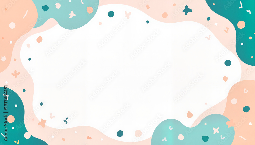 Colorful abstract shapes framing white space, modern design concept Colorful abstract shapes framing white space, modern design concept