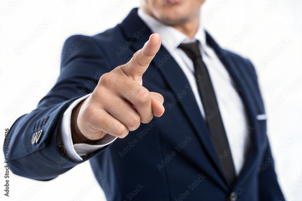 Businessman Pointing, Focusing on Key Decision Businessman Pointing, Focusing on Key Decision