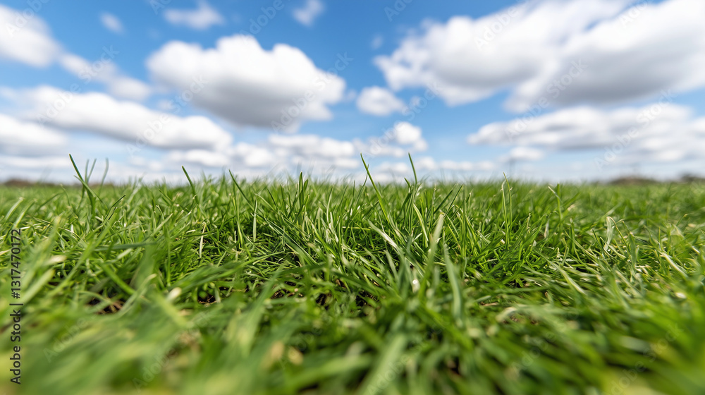 Obraz premium Close-up of Green Grass Under a Blue Sky