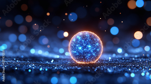 Glowing Futuristic Sphere with Sparkling Lights